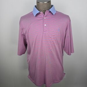 Polo Golf Ralph Lauren Striped Polo Shirt Mens XL Pima Cotton Blue Red